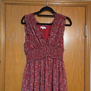 Max Studio Red Floral Midi Dress